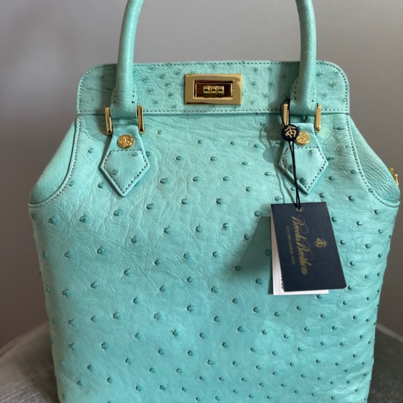 Brand: Brooks Brothers Brooks Brothers genuine ostrich leather handbag with top - Picture 11 of 15